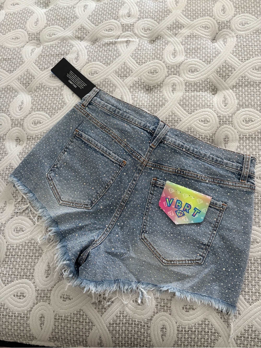 VBRT Rhinestone Denim Shorts - Picture 2 of 2